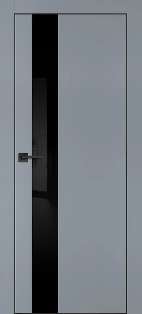 Межкомнатная дверь PX-10 черная кромка с 4-х ст. Серый матовый
